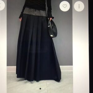Elegant Black Maxi Skirt with Pleated Panels